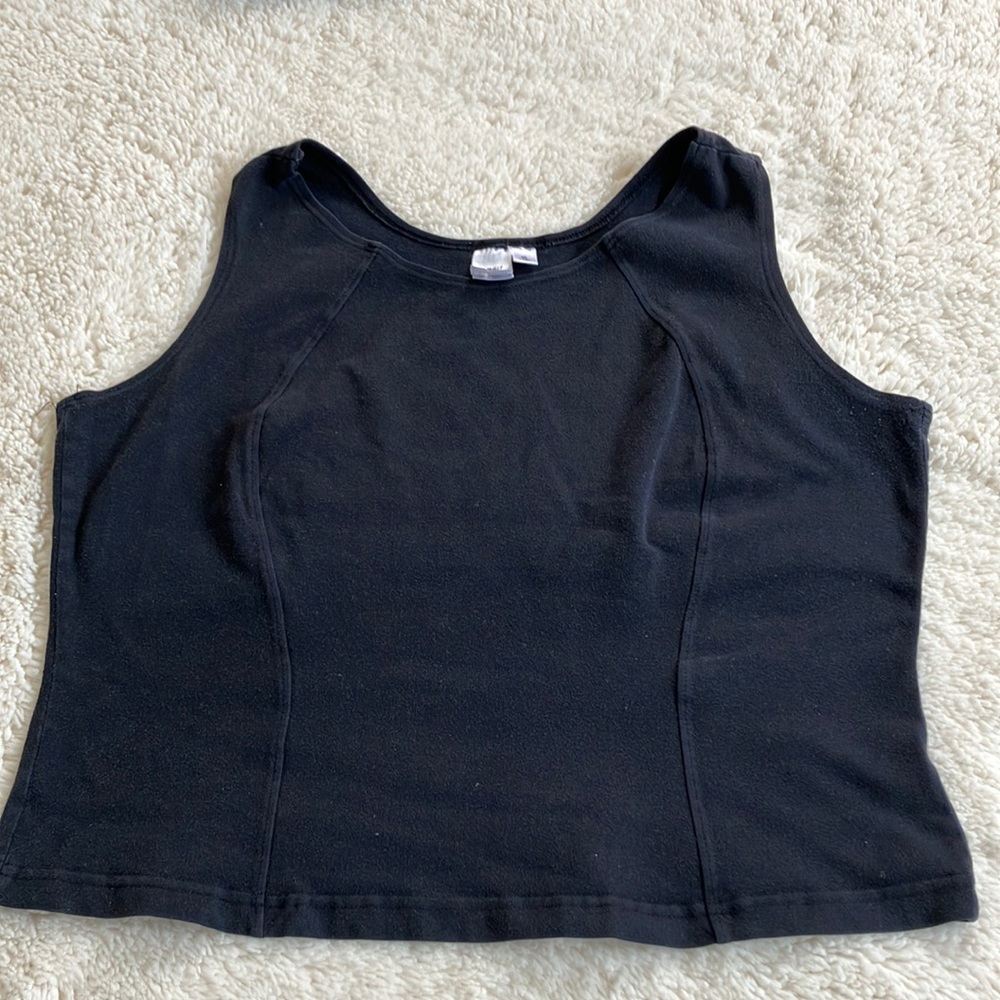 GRAMICCI 90% cotton black crop top, XL.  Flattering bodice.